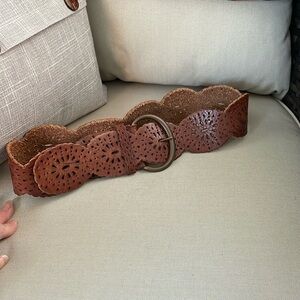 Fossil Leather Belt with Cutout Design